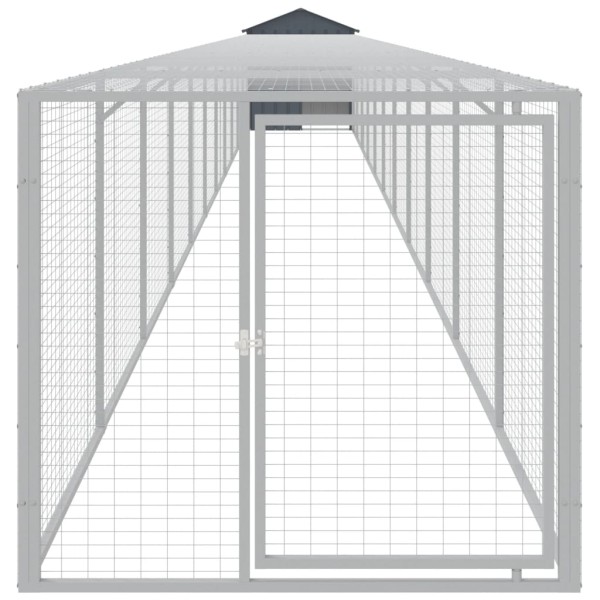 Jaula gallinas con corral acero galvanizado gris 117x1221x123cm