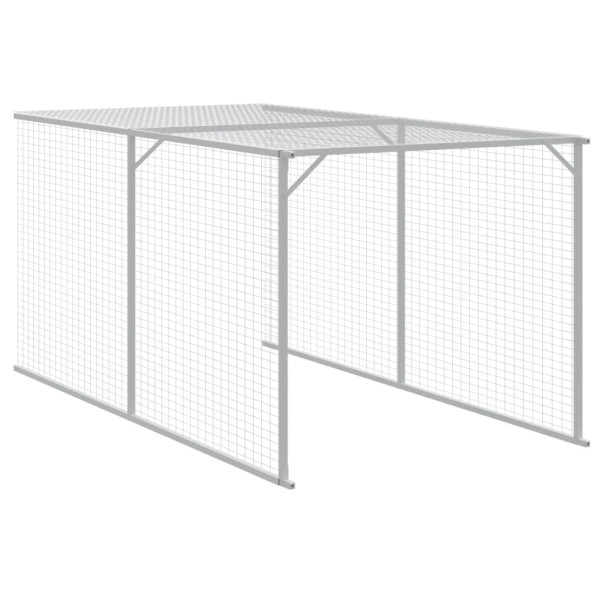 Jaula gallinas con corral acero galvanizado gris 117x1221x123cm