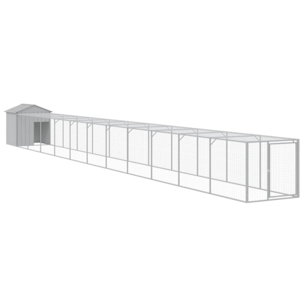 Gallinero y corral acero galvanizado gris claro 117x1221x123 cm