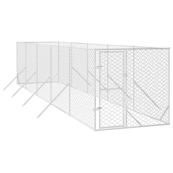 Perrera de exterior acero galvanizado plateado 2x10x2 m