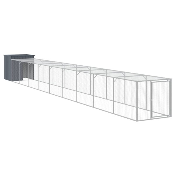 Gallinero con corral acero galvanizado gris 110x1017x110 cm