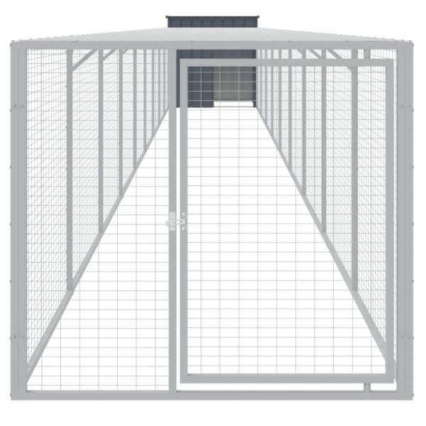 Gallinero con corral acero galvanizado gris 110x1017x110 cm