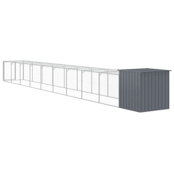 Gallinero con corral acero galvanizado gris 110x1017x110 cm