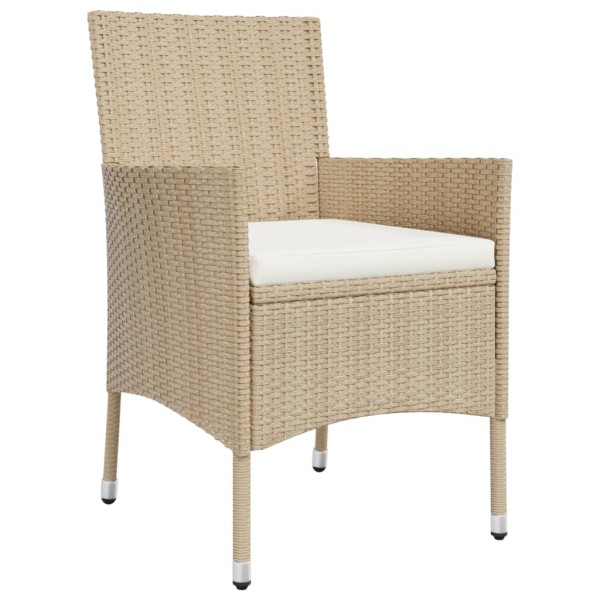 Set comedor de jardín 11 pzas con cojines ratán sintético beige