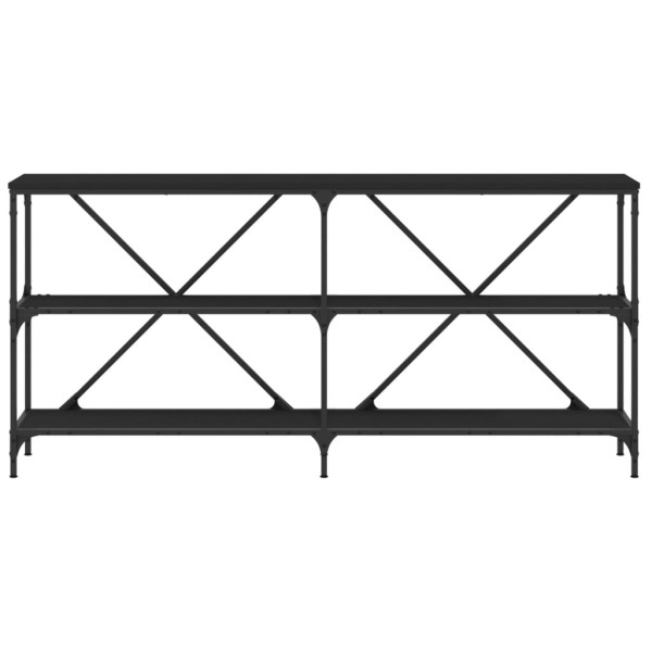 Mesa consola hierro y madera de ingeniería negro 160x30x75 cm