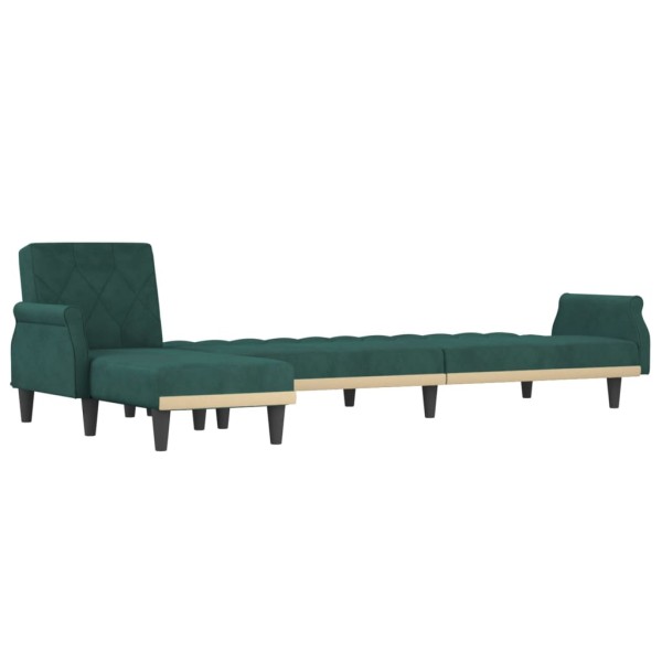 Sofá cama en forma de L terciopelo verde oscuro 271x140x70 cm