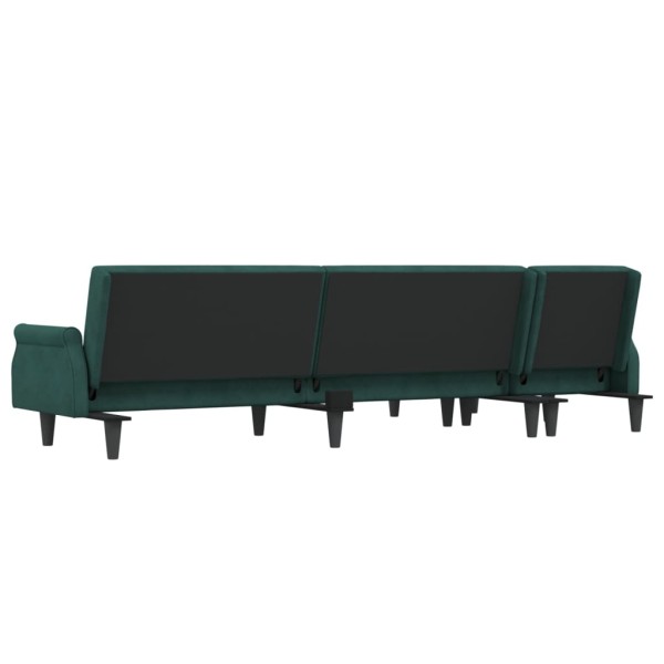 Sofá cama en forma de L terciopelo verde oscuro 271x140x70 cm