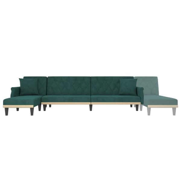 Sofá cama en forma de L terciopelo verde oscuro 271x140x70 cm