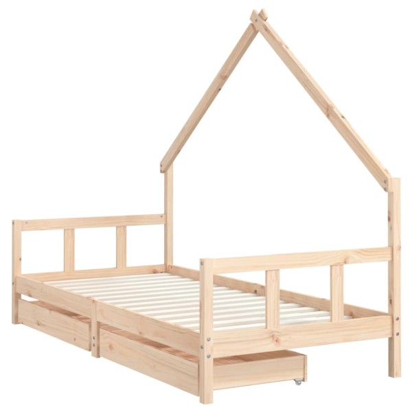 Estructura de cama para niños con cajones madera pino 90x200 cm