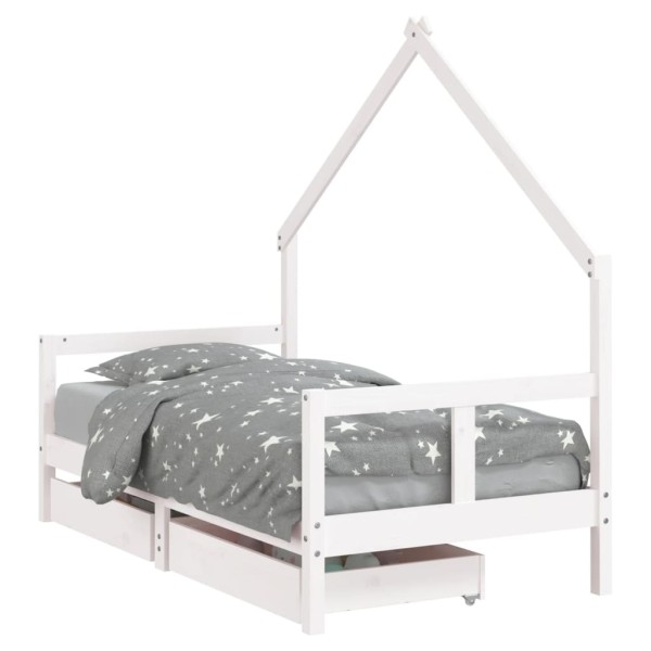 Estructura cama infantil y cajones madera pino blanco 80x160 cm