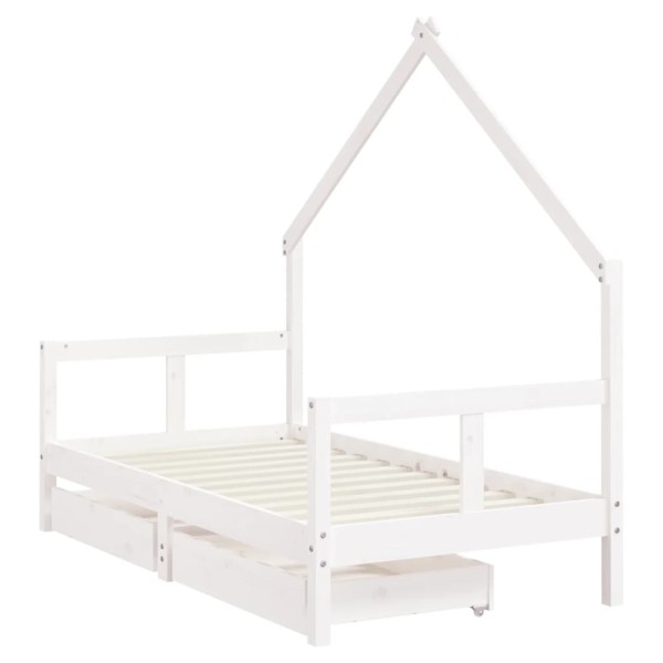 Estructura cama infantil y cajones madera pino blanco 80x160 cm