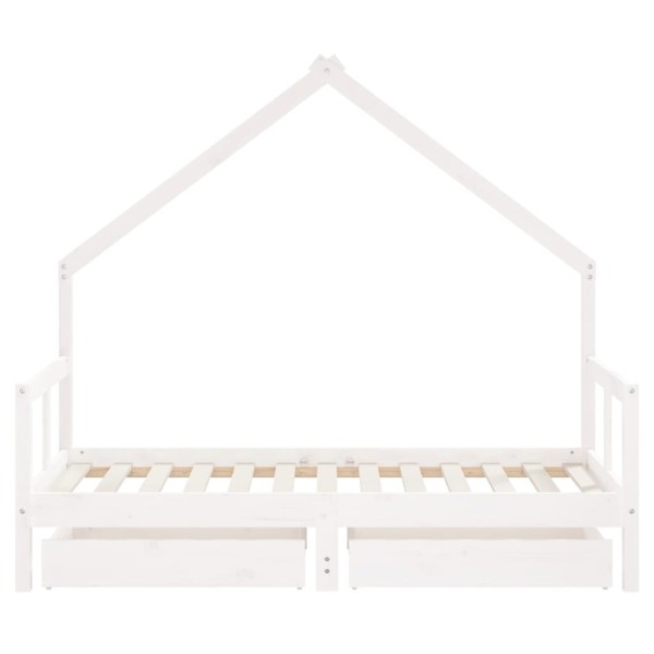 Estructura cama infantil y cajones madera pino blanco 80x160 cm