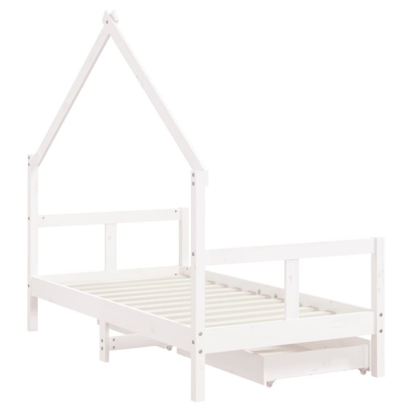 Estructura cama infantil y cajones madera pino blanco 80x160 cm