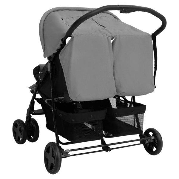 Carrito para gemelos de acero gris claro