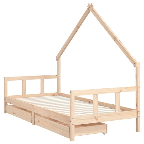 Estructura de cama infantil con cajones madera pino 90x190 cm