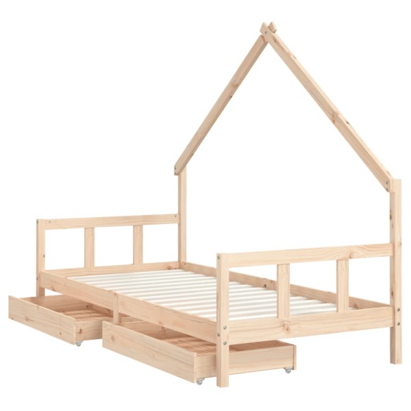 Estructura de cama infantil con cajones madera pino 90x190 cm