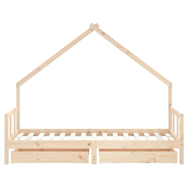 Estructura de cama infantil con cajones madera pino 90x190 cm