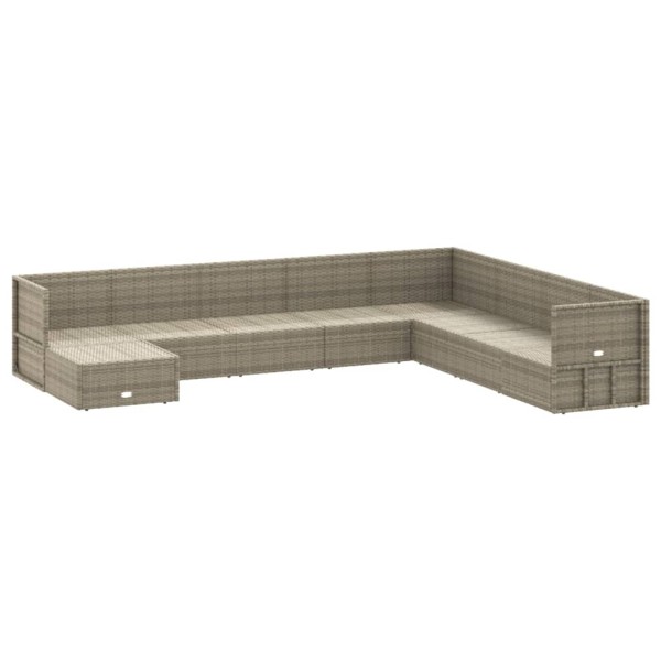 Set de muebles de jardín 9 pzas y cojines ratán sintético gris