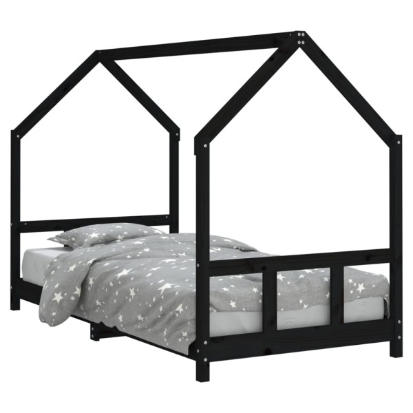 Estructura de cama para niños madera de pino negro 90x190 cm