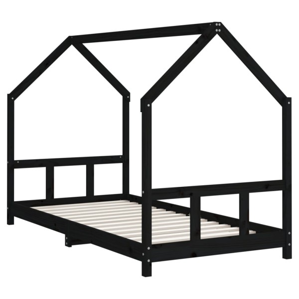 Estructura de cama para niños madera de pino negro 90x190 cm