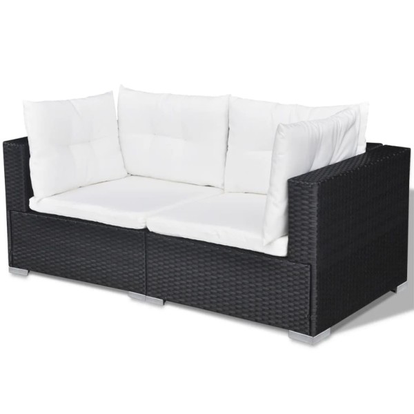 Set muebles de jardín 10 piezas y cojines ratán sintético negro