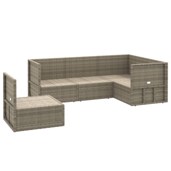 Set de muebles de jardín 5 pzas y cojines ratán sintético gris