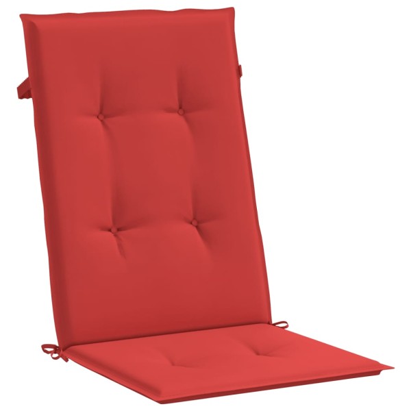 Cojín silla de jardín respaldo alto 4 uds tela rojo 120x50x3 cm