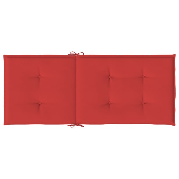 Cojín silla de jardín respaldo alto 4 uds tela rojo 120x50x3 cm