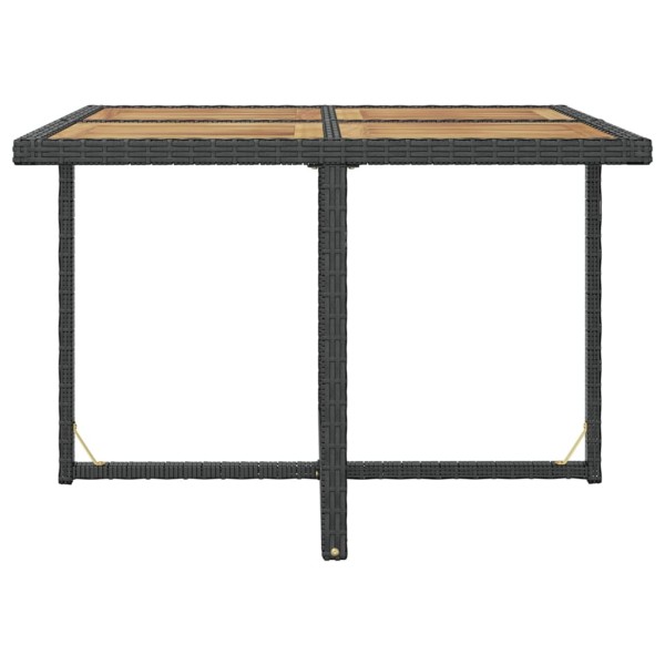 Set comedor de jardín 9 pzas ratán sintético y madera negro