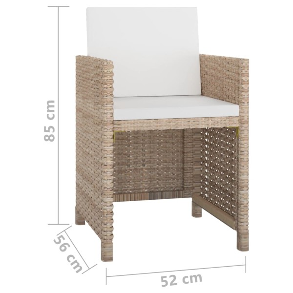 Set comedor de jardín 13 piezas y cojines ratán sintético beige