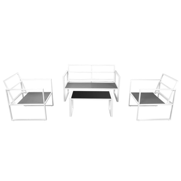 Set de muebles de jardín 4 piezas y cojines acero blanco