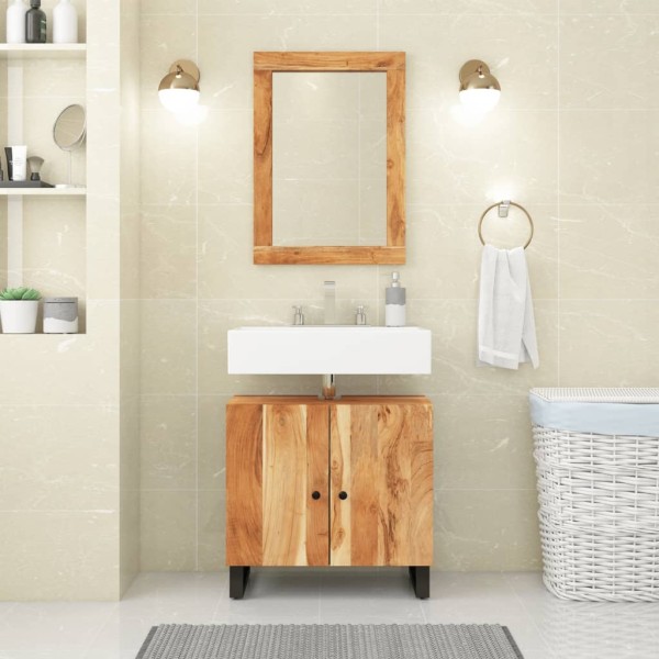 Conjunto de muebles de baño 2 piezas madera maciza de acacia