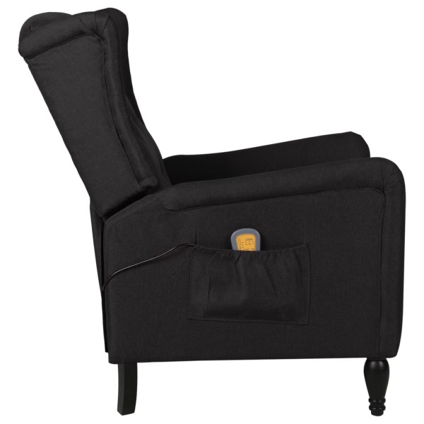 Sillón de masaje reclinable de tela negro