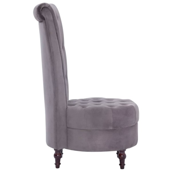 Silla de respaldo alto de terciopelo gris