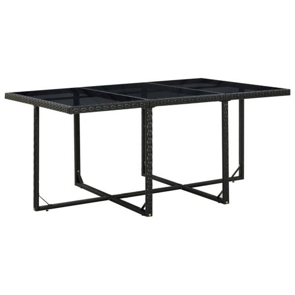 Set comedor de jardín 11 piezas y cojines ratán sintético negro