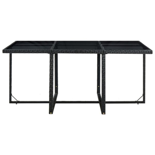 Set comedor de jardín 11 piezas y cojines ratán sintético negro