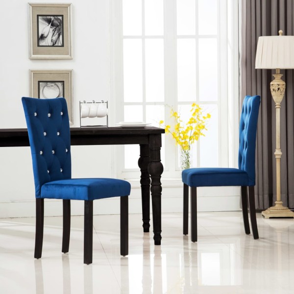 Sillas de comedor 2 unidades terciopelo azul oscuro