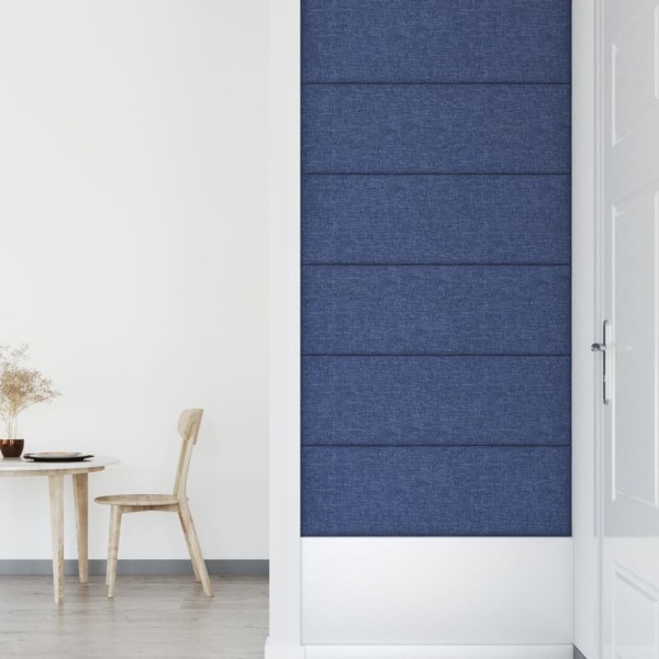 Paneles de pared 12 uds tela azul 90x30 cm 3,24 m²