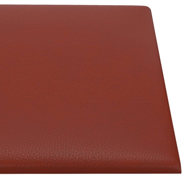 Paneles pared 12 uds cuero sintético rojo tinto 90x15 cm 1,62m²