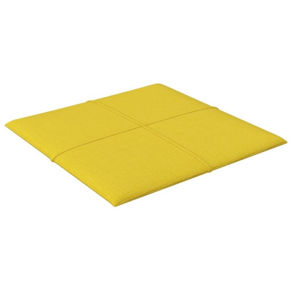 Paneles de pared 12 uds tela amarillo claro 30x30 cm 1,08 m²