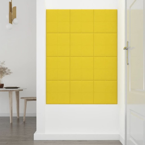 Paneles de pared 12 uds tela amarillo claro 30x30 cm 1,08 m²