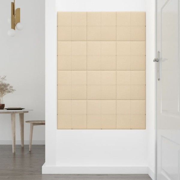 Paneles de pared 12 uds tela color crema 30x30 cm 1,08 m²