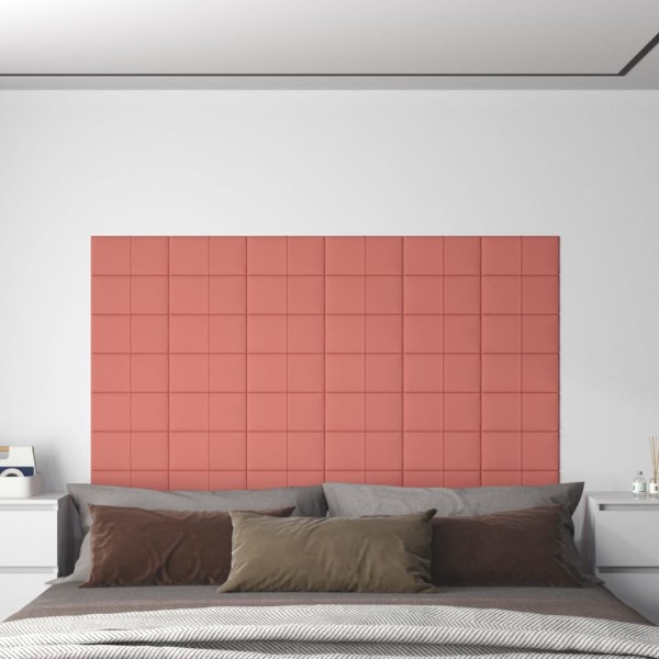 Paneles de pared 12 uds terciopelo rosa 30x15 cm 0,54 m²