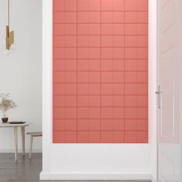 Paneles de pared 12 uds terciopelo rosa 30x15 cm 0,54 m²