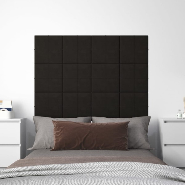 Paneles de pared 12 uds terciopelo negro 30x30 cm 1,08 m²