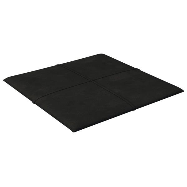 Paneles de pared 12 uds terciopelo negro 30x30 cm 1,08 m²