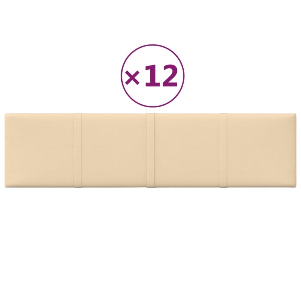 Paneles de pared 12 uds tela color crema 60x15 cm 1,08 m²