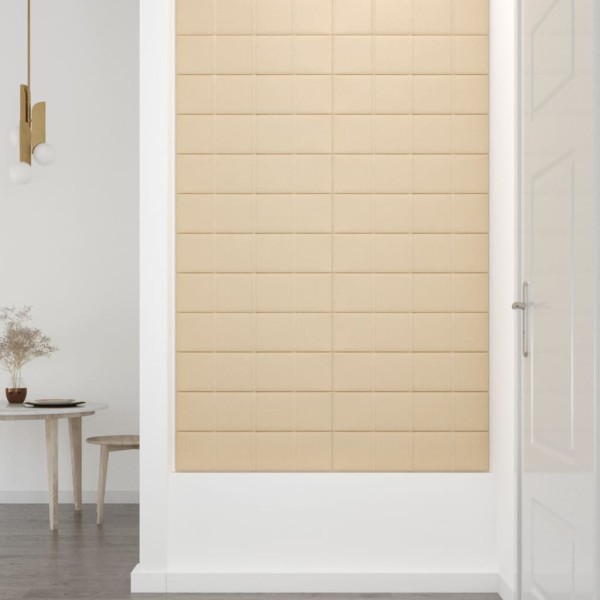 Paneles de pared 12 uds tela color crema 60x15 cm 1,08 m²