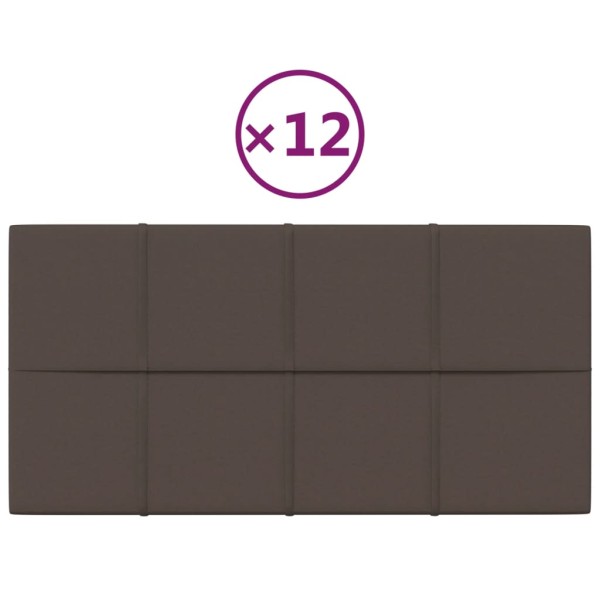 Paneles de pared 12 uds tela gris taupe 60x30 cm 2,16 m²