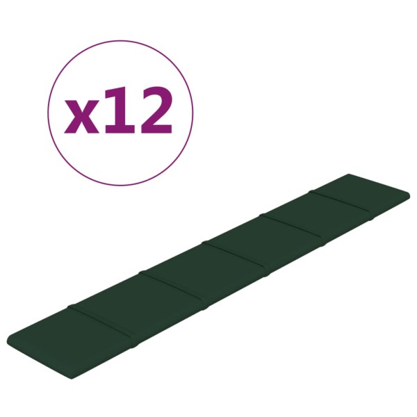 Paneles de pared 12 uds tela verde oscuro 90x15 cm 1,62 m²